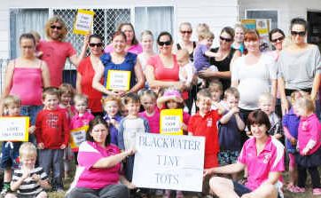 Families get together outside Blackwater Tiny Tots in the hope of saving the child minding facility. Families get together outside Blackwater Tiny Tots in the hope of saving the child minding facility.